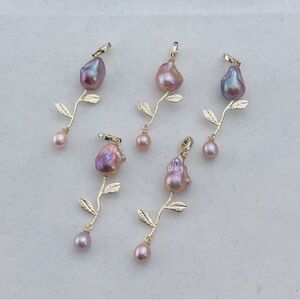 N152 Handmade Freshwater Flame Ball Baroque Pearl Detachable Pendants